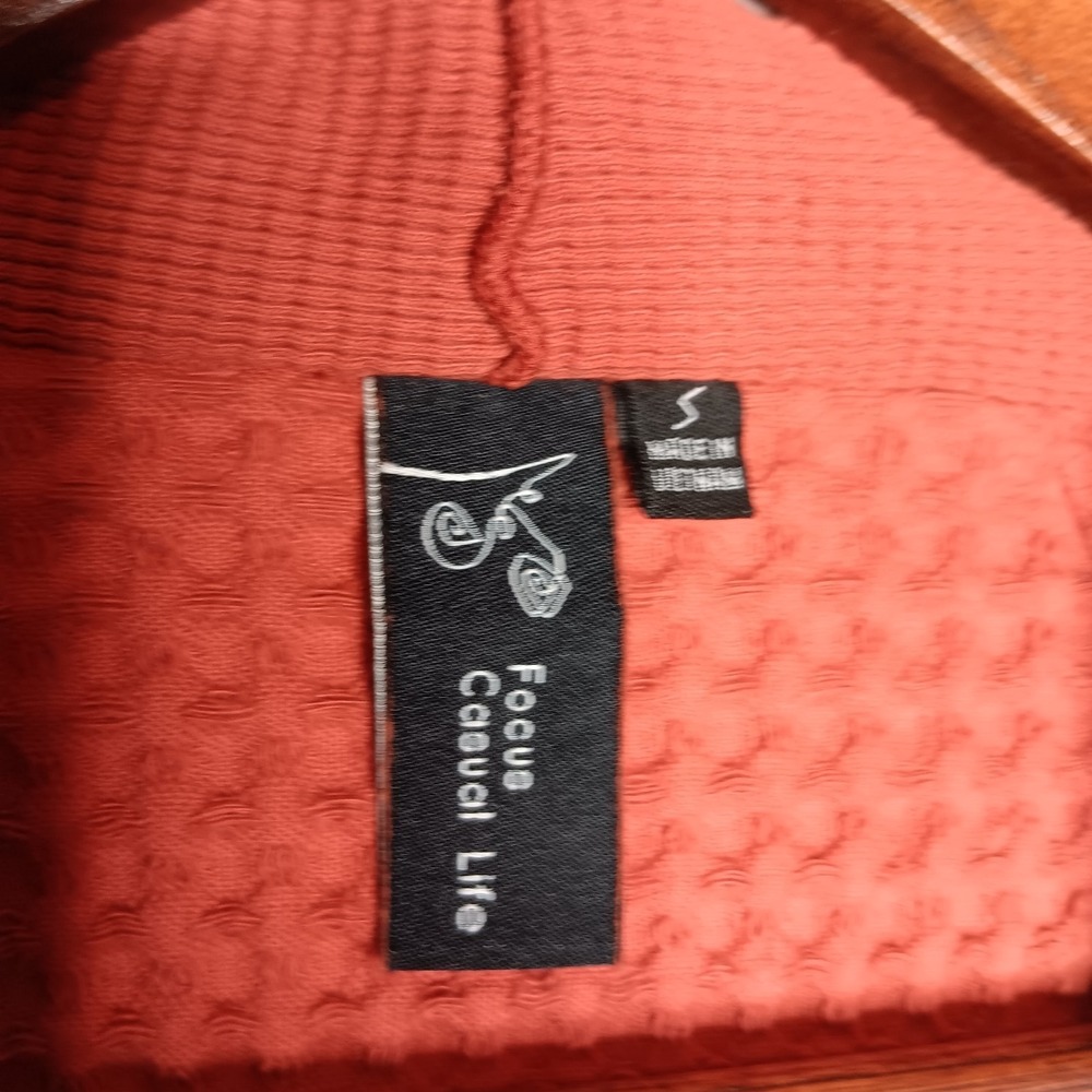 Anthropologie Focus Casual Life Cardigan S Burnt Orange Waffle Knit Lagenlook - Picture 5 of 8